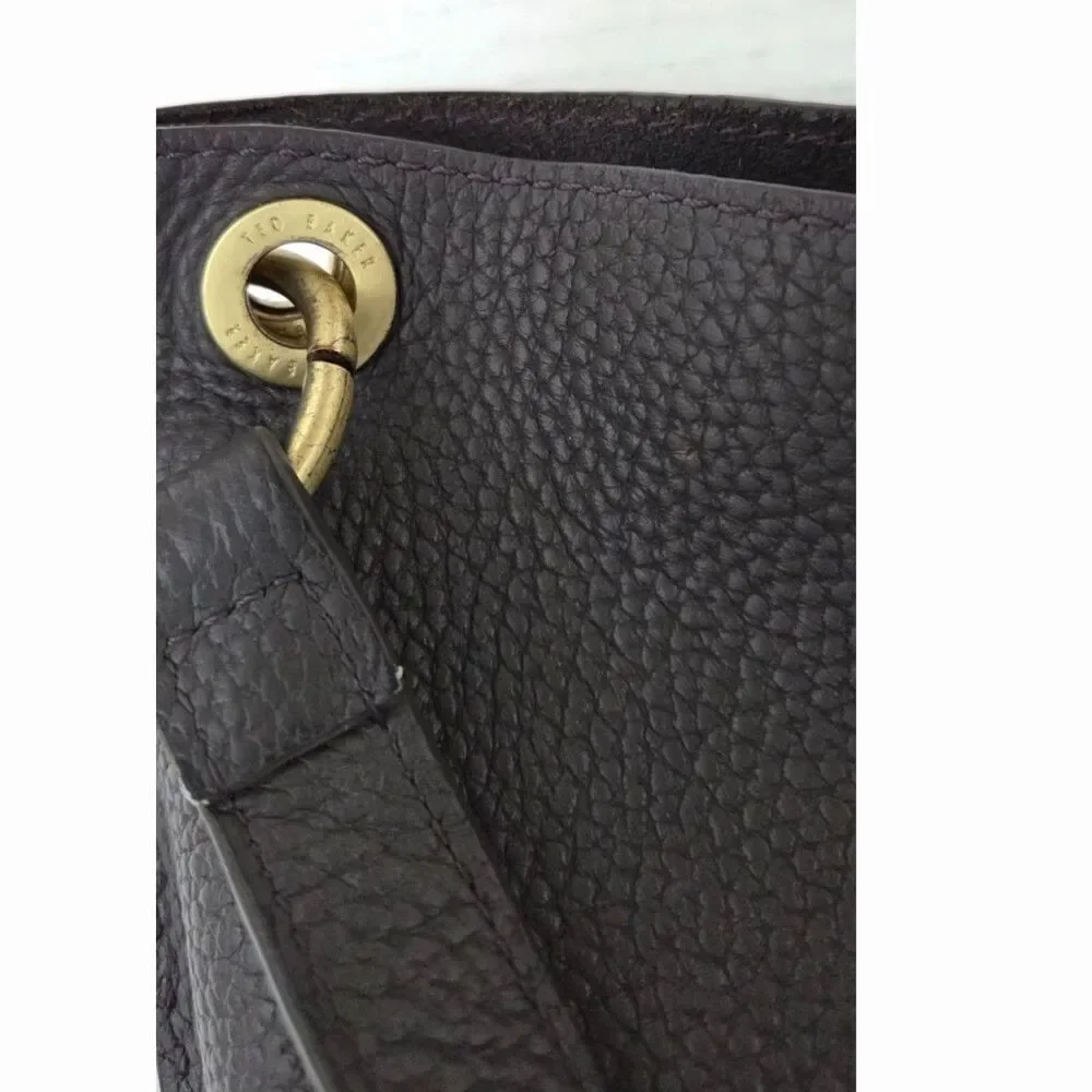 Ted Baker London Candiee Pebbled Leather Charcoal Grey Hobo Bag Gold Hardware
